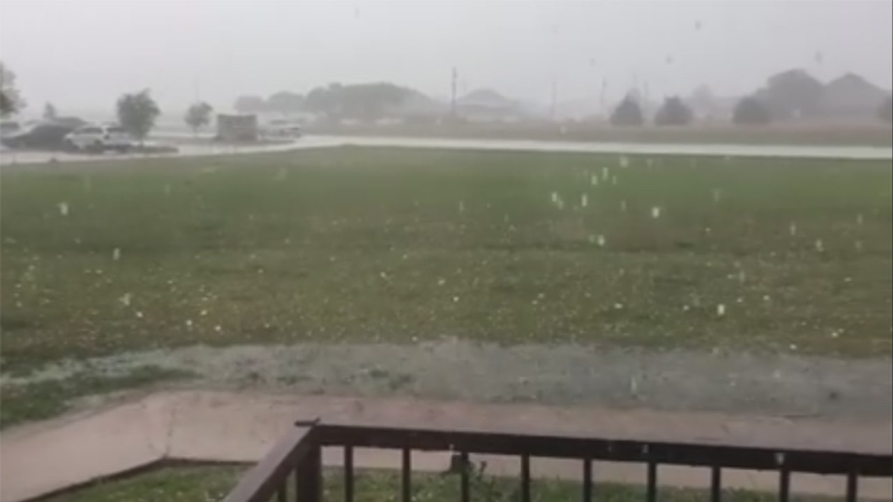 Hail falls in parts of North Texas on Monday afternoon