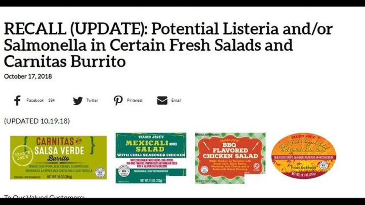 Trader Joe's, Whole Foods recall Salads, carnitas may be contaminated