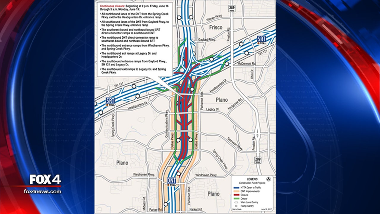 Dallas North Tollway in northern Plano scheduled to close June 1619