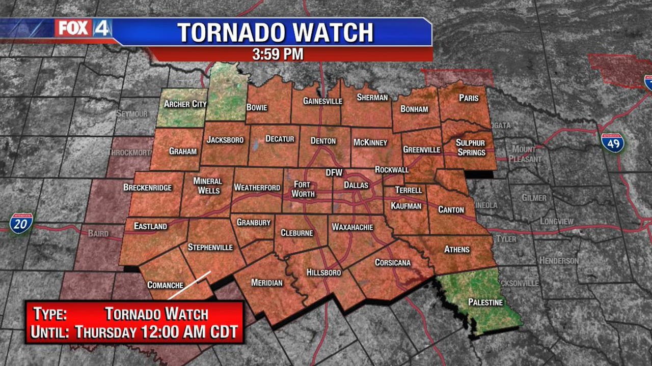 Tornado Watch Issued For Much Of North Texas Until Midnight | FOX 4 ...