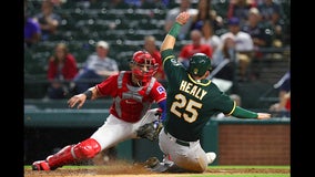 Healy, Manaea lead A's past slumping Rangers 4-1