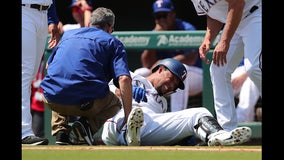 Gomez injured in Rangers' 3-1 loss to Yankees