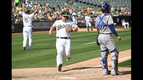 A's complete sweep of Rangers 8-1