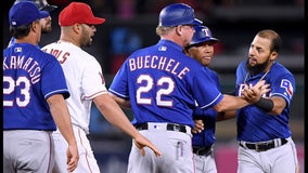 Pujols HR, Angels top Texas 6-0; benches clear at end