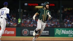 A's finish off sweep of Rangers 7-6