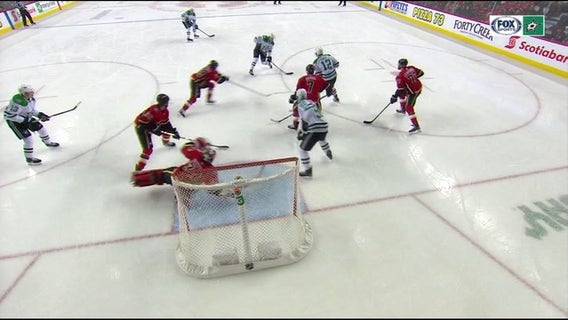 Dallas beats Calgary 2-1; Bishop exits with apparent injury