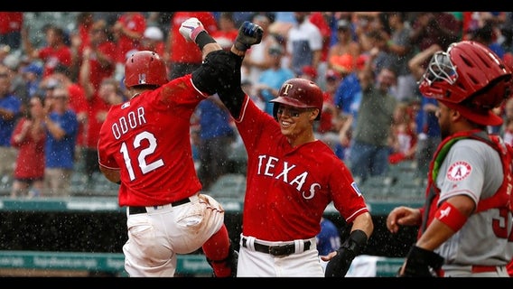 Odor HR sends Rangers past Angels 4-2 to cap soggy weekend