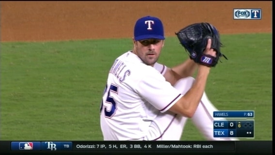 Hamels goes 8 innings for Texas in 9-0 win over Indians