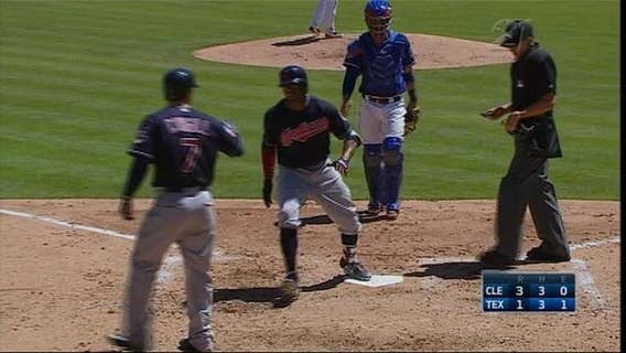 Davis' three-run homer leads Indians over Rangers 3-1