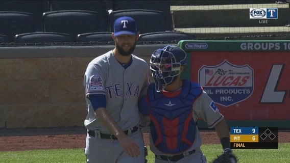 Pence pinch-hit slam, Rangers rally past Pirates 9-6