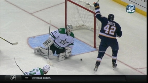 Backes, Allen lead Blues to 3-0 win over Stars