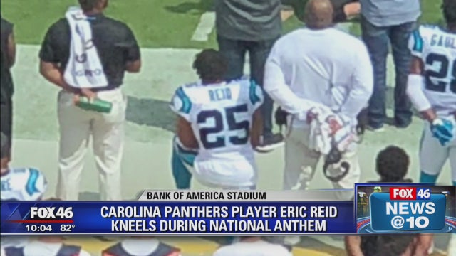 Eric Reid continues protest, kneels for anthem in first game with Carolina Panthers
