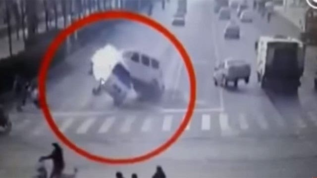 Bizarre moment cars appear to levitate