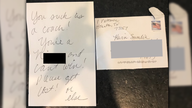 Racist letter sent to A&M coach Kevin Sumlin's home