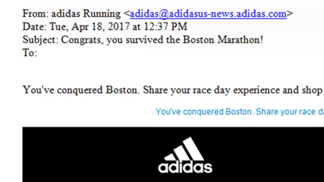 Adidas congratulates runners for 'surviving' Boston Marathon