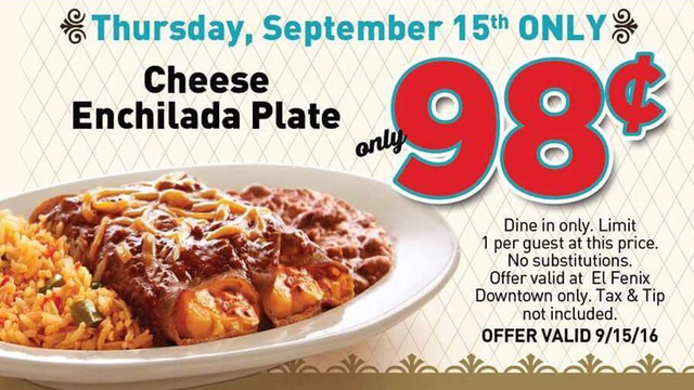 El Fenix celebrates 98th anniversary with 98-cent enchiladas