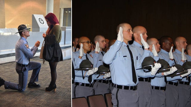 Graduating trooper proposes to long-time girlfriend