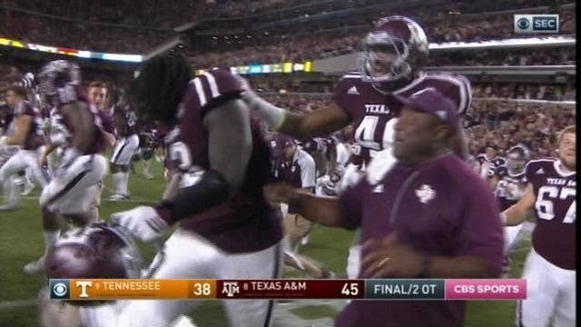 Knight's TD run in double OT gives No. 8 A&M 45-38 win