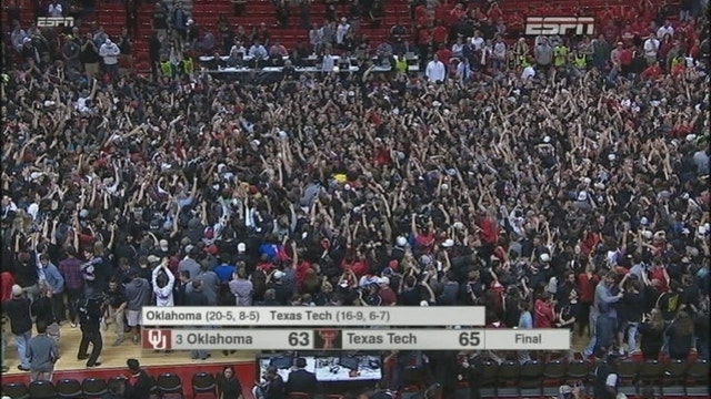 Texas Tech knocks off No. 3 Oklahoma 65-63