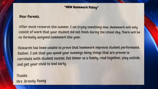 North Texas teacher's new homework policy goes viral