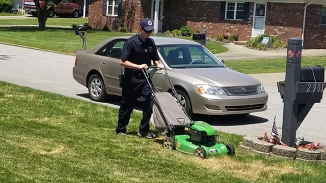 Not all heroes wear capes: Firefighter mows lawn of patient treated for medical emergency