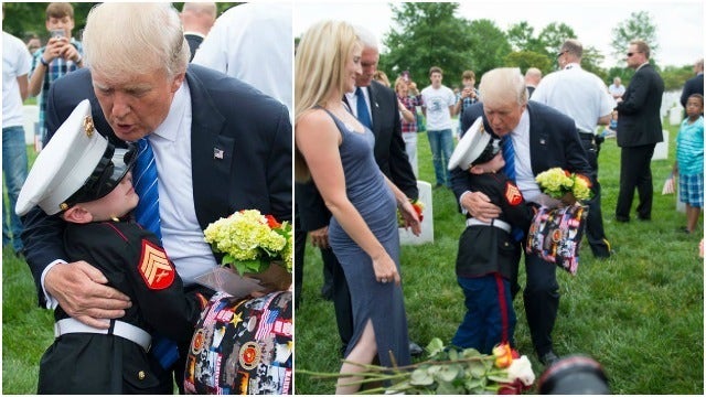 Photos of Pres. Trump hugging fallen Marine's son go viral