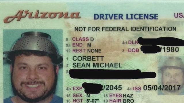 Arizona man's driver's license features a photo of him wearing a colander