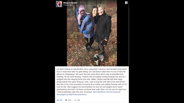 Hillary Clinton spotted taking a walk in the woods after election loss