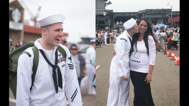 Wife hides pregnancy during husband's 6-month deployment; gives epic homecoming