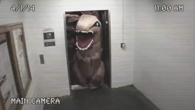 Denver airport workers dress up as dinosaurs for Halloween