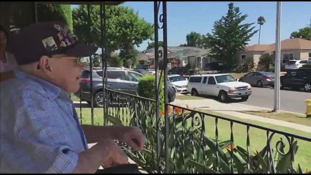 Viral video of WWII veteran being honored at his Gardena home is melting hearts across the internet
