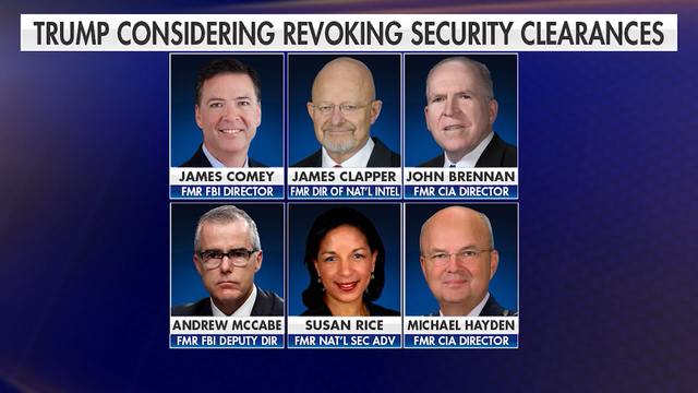 Trump considering pulling security clearances of critics