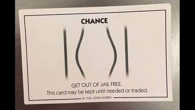 Suspect hands 'Get out of jail free' Monopoly card to deputy