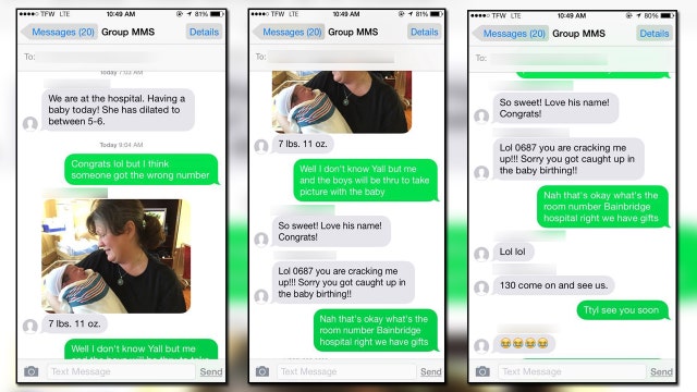Texting mix-up over newborn ends in sweet moment between strangers