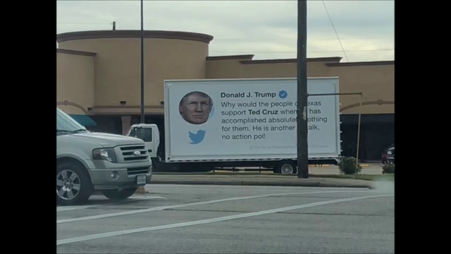 Anti-Ted Cruz message spotted on billboard truck near Houston Galleria