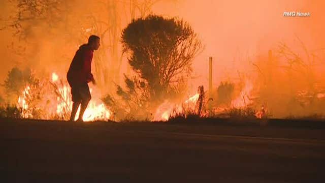 Man bravely rescues tiny bunny from massive California flames
