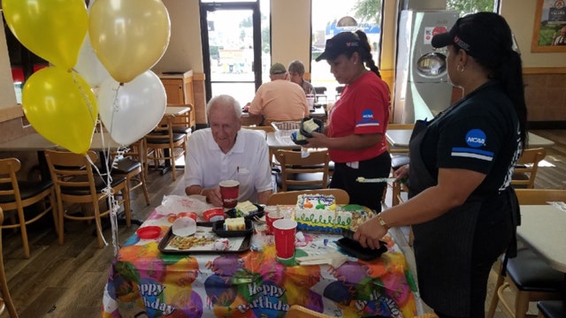 Wendy's employees throw 100th birthday party for regular customer