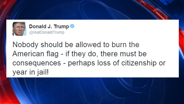 Trump suggests 'consequences' for any flag-burners