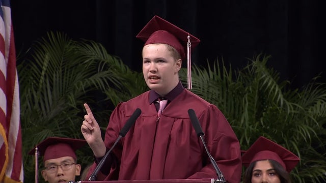 Mostly non-verbal Plano student wows crowd with graduation speech