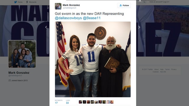 New DA sworn in wearing Dallas Cowboys jersey