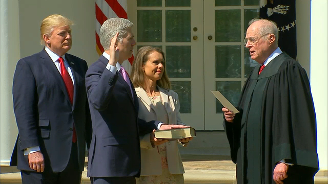 Gorsuch sworn into Supreme Court, restores conservative tilt