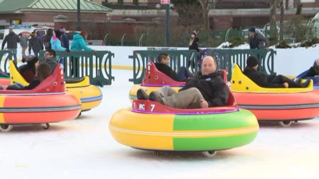 Bumper cars are the new trend in ice skating