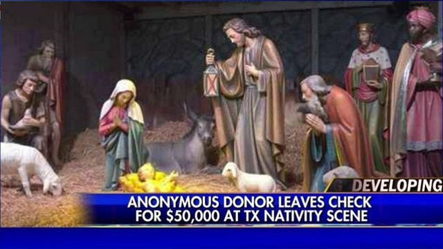 Anonymous donor leaves $50K check at Texas nativity scene