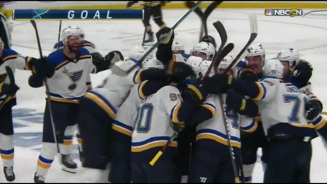 Blues beat Bruins 3-2 in OT, tie Stanley Cup at game apiece