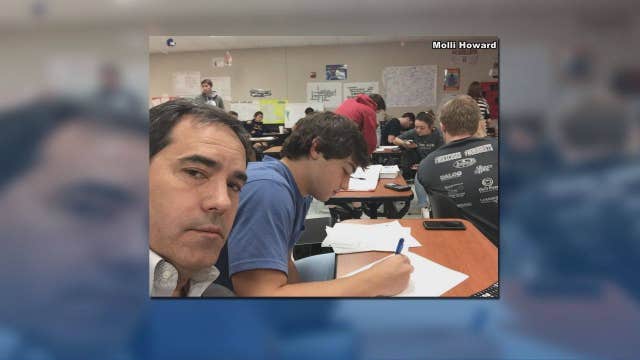 North Texas dad makes good on threat, sits in son's class