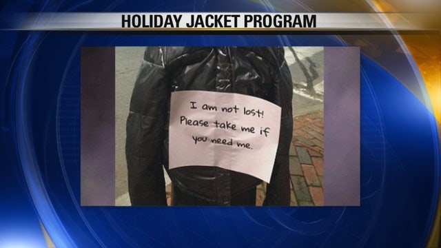 Woman tapes jackets throughout city for the homeless