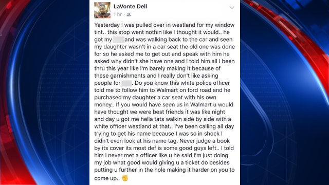 Westland cop doesn't write ticket, buys broke father carseat after traffic stop