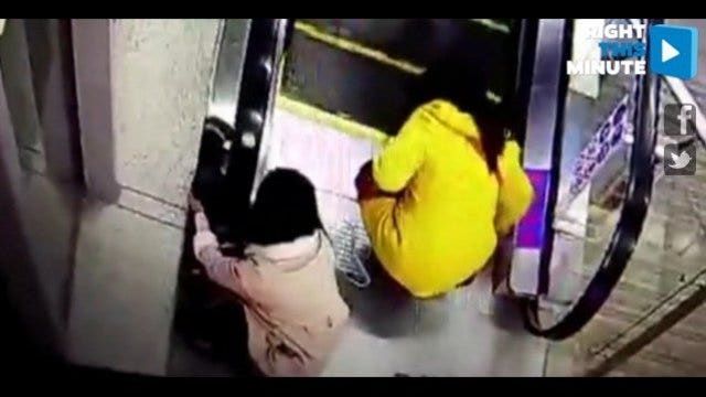 Parent's worst nightmare: Boy's head becomes stuck in escalator