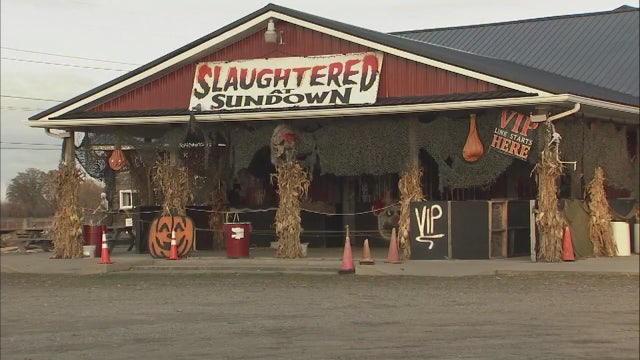 Woman bloodied by metal bat on haunted hayride