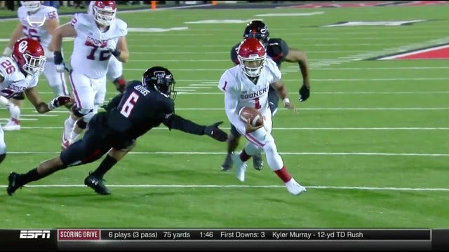 Murray recovers, rallies No. 7 OU past Texas Tech, 51-46